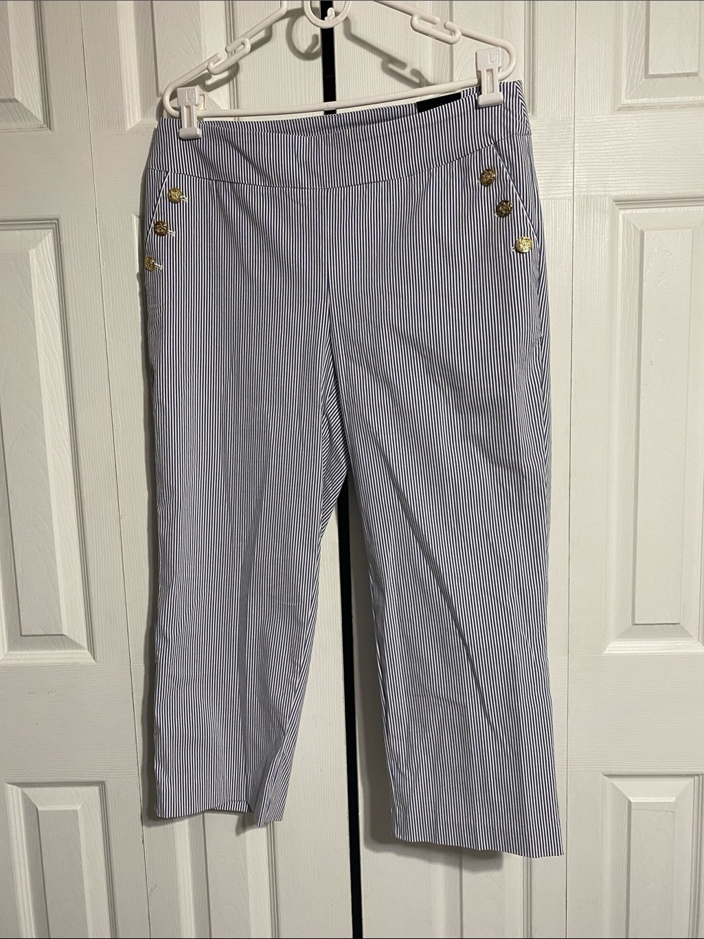 CUTE Counterparts seersucker blue stripe mid rise crop size 1X